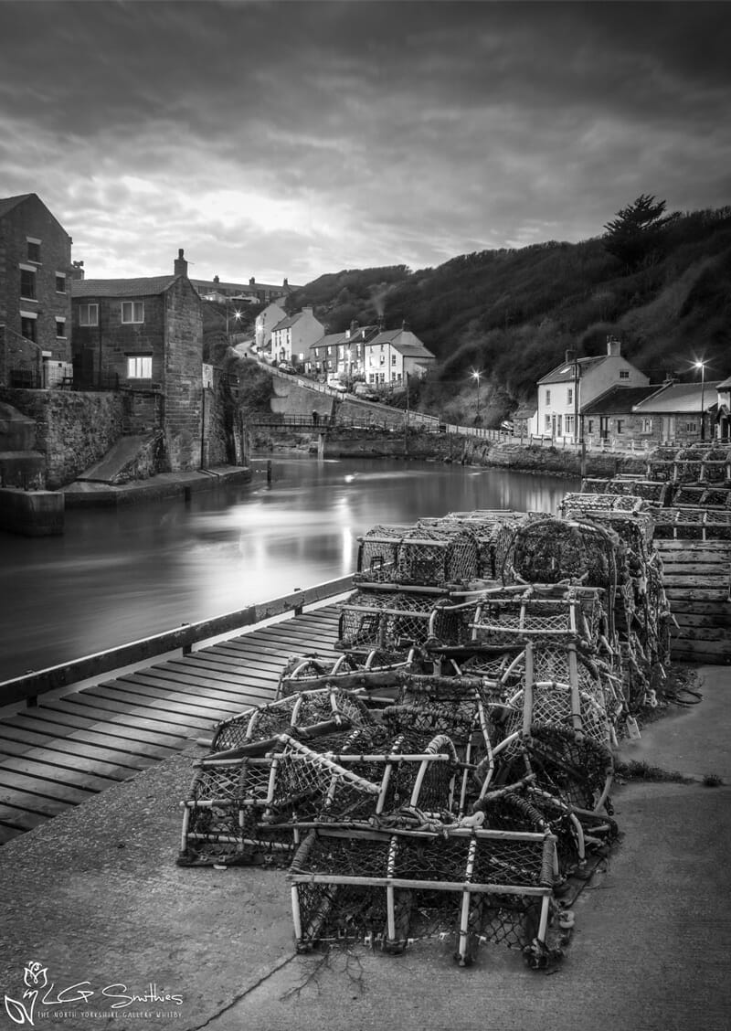 Crab Pots At Staithes Harbour Black And White - The North Yorkshire Gallery